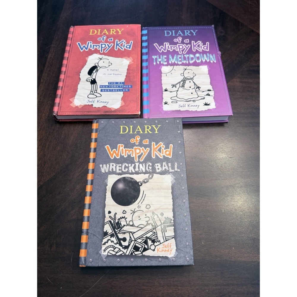 Lot of 3 Hardcover Diary of a Wimpy Kid books meltdown Wrecking Ball